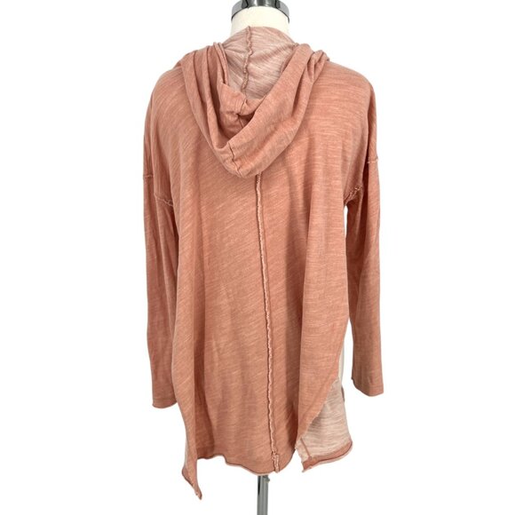 Free People Beach In A Hurry Hoodie Side Slit Pale Peach Pink Pullover One Size - Picture 8 of 12